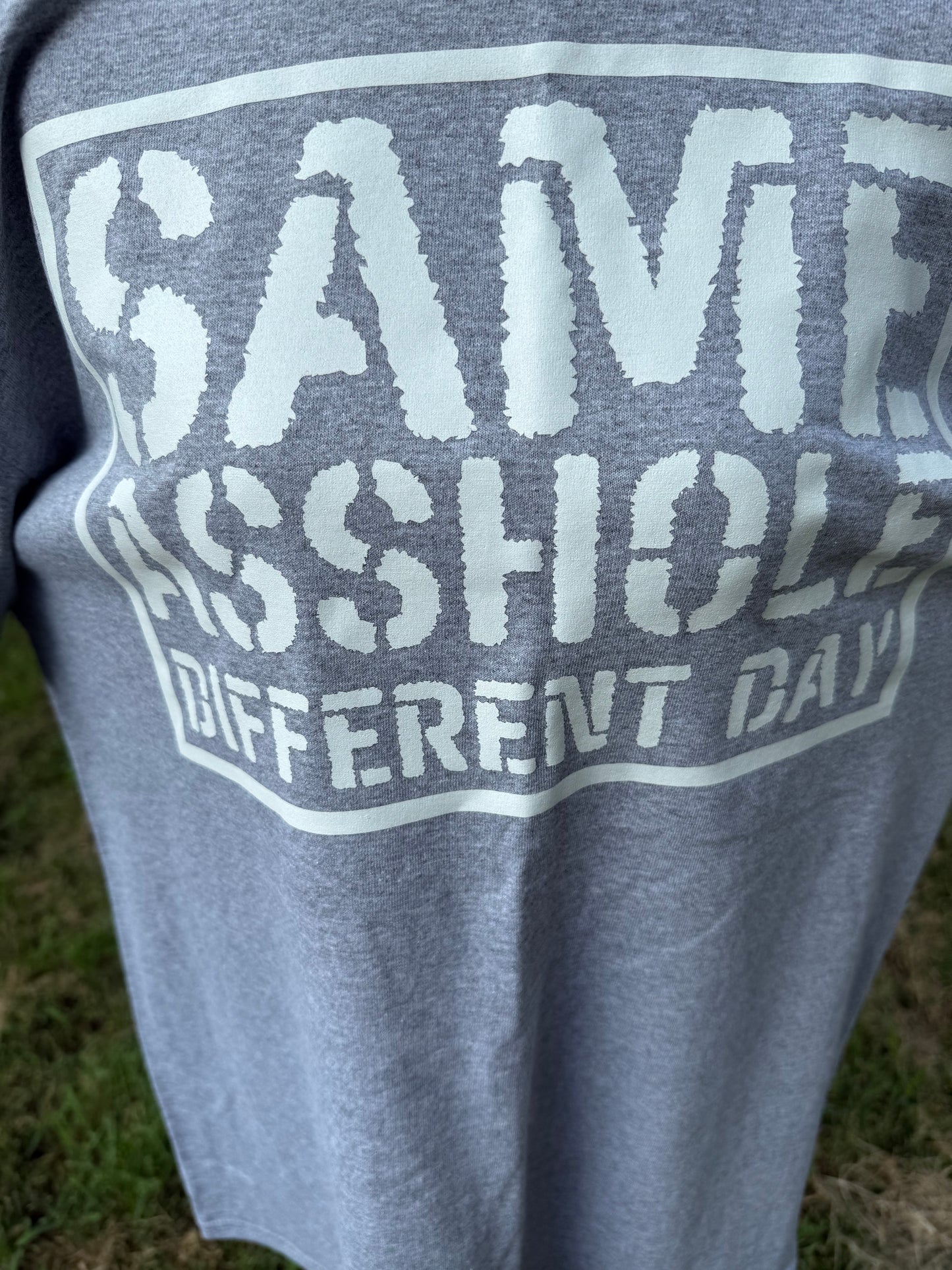 Same asshole different day custom screen print t-shirt - Grey - Lg