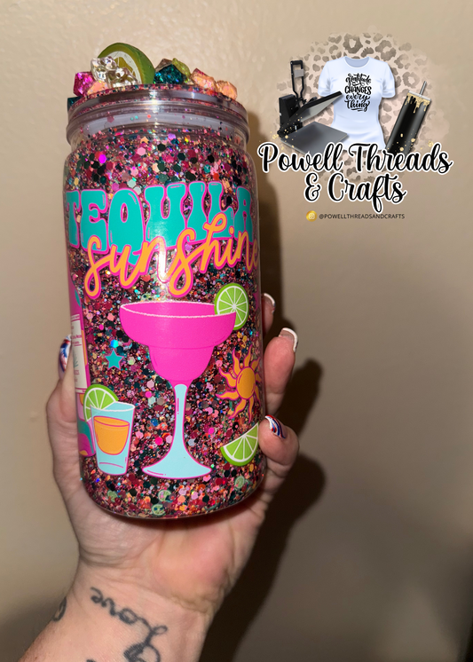 Hot girls drink tequila snow globe acrylic 16oz cup
