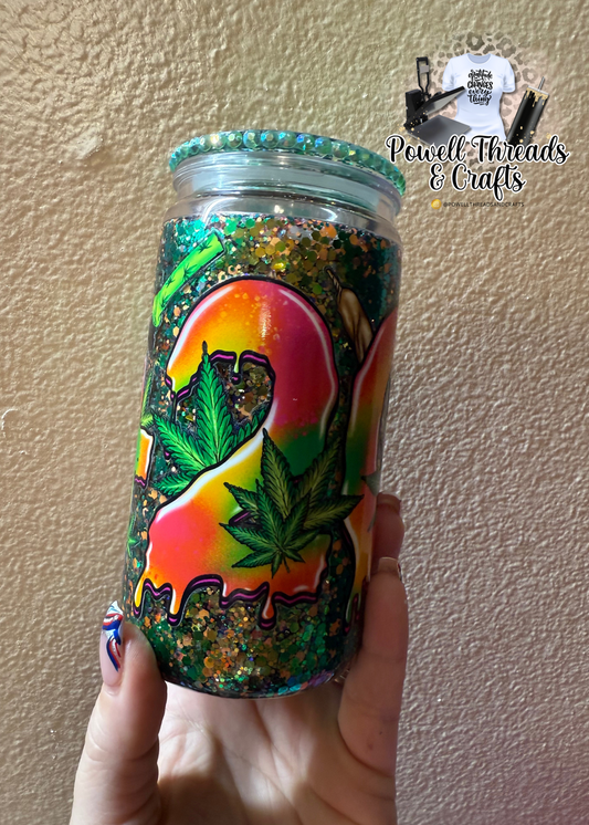 Glow in the dark 420 snow globe tumbler