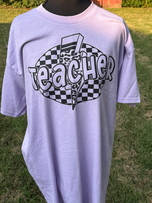 Lightening bolt teacher custom t-shirt - Lavender purple size LG