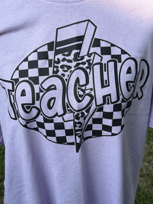 Lightening bolt teacher custom t-shirt - Lavender purple size LG
