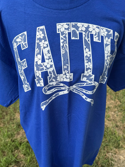 Faith custom screen print t-shirt - Royal blue - Lg