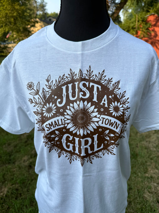 Just a small town girl custom screen print t-shirt - White - Small
