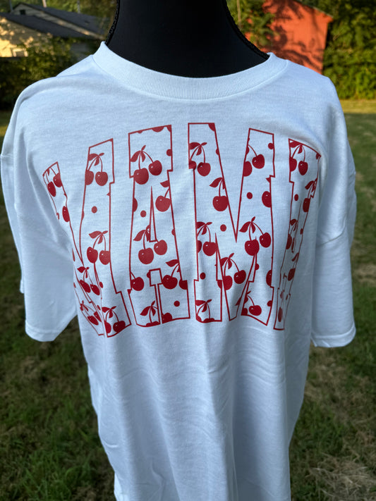 Cherry mama custom screen print t-shirt - White - Lg