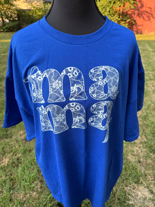 Mama custom screen print t-shirt - Royal blue - Xlg